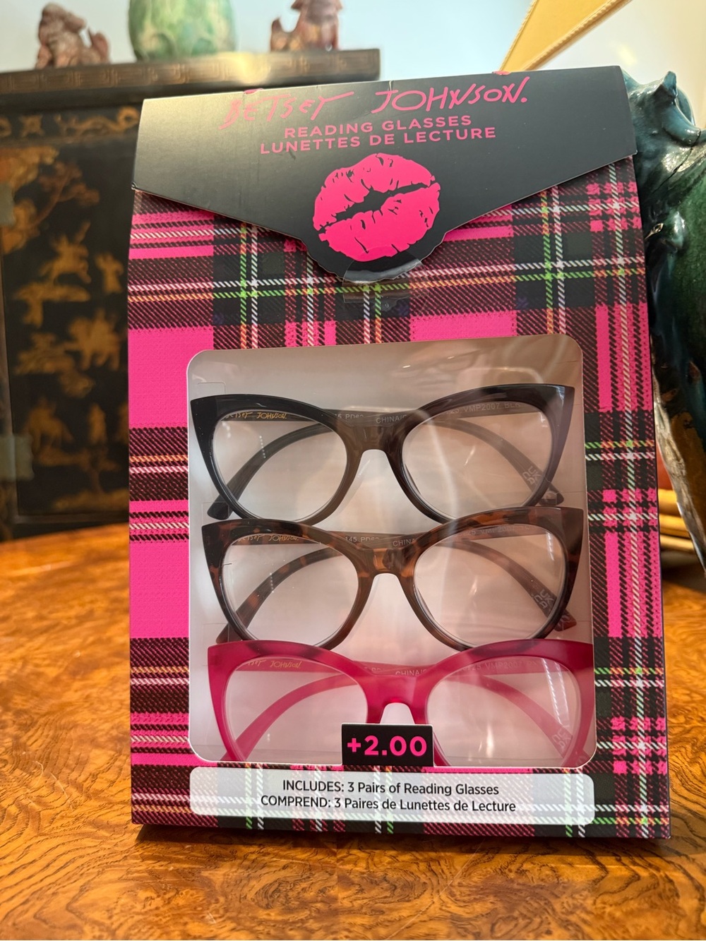 Betsey Johnson Reading Glasses Trio - Black, Tortoise, Pink